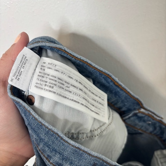 Abercrombie & Fitch ‘90s Slim Straight Ultra High Rise Jean 8S Short Petite Blue - Picture 6 of 7